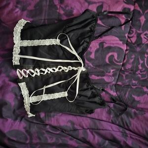 Black and White Lace Corset Top By Widow